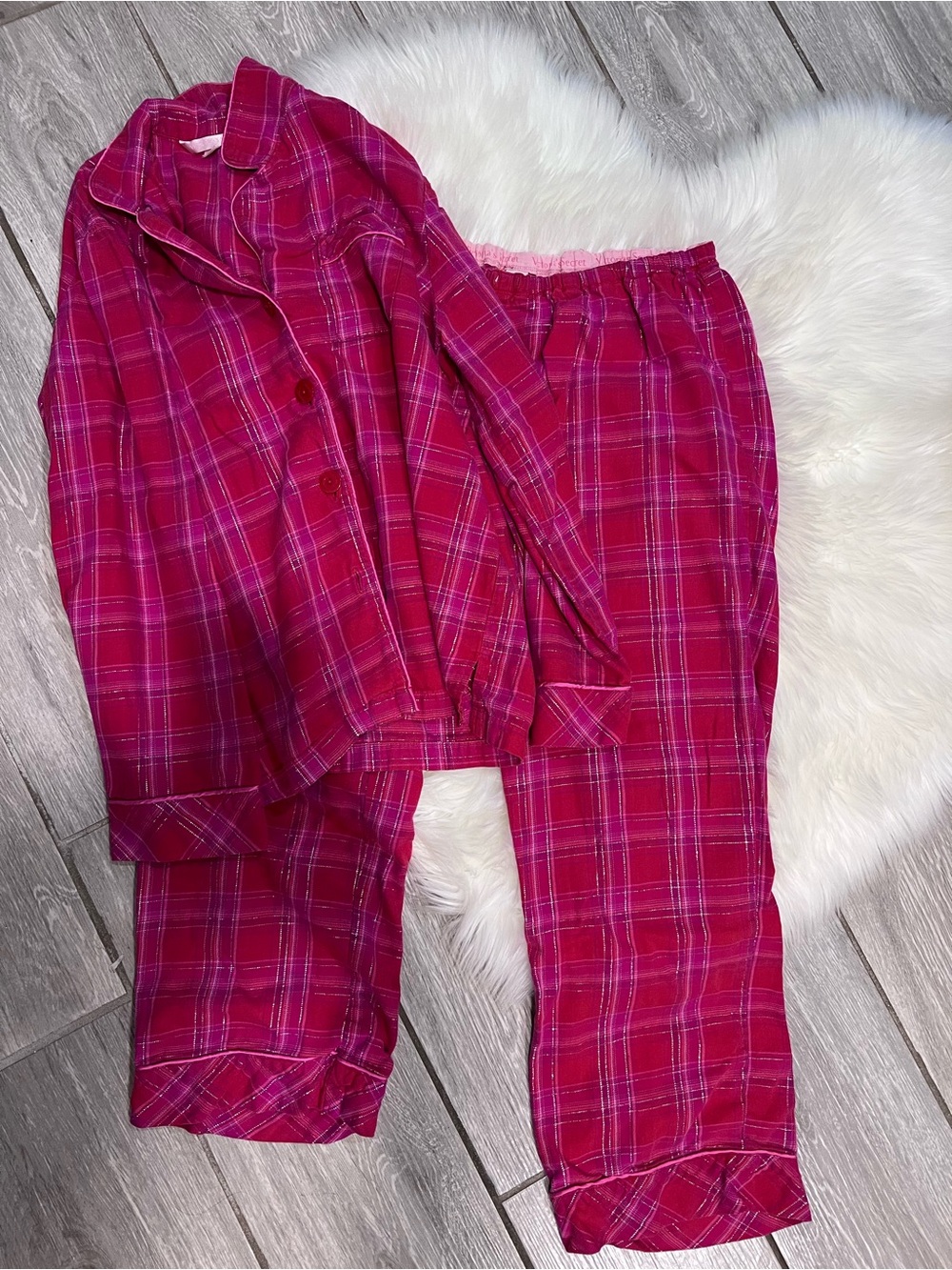 Victoria's Secret Pink Plaid Button-Front Pajama Set